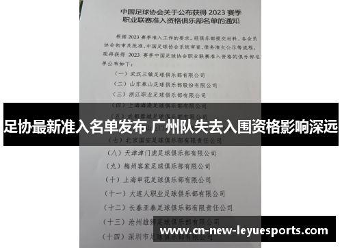 足协最新准入名单发布 广州队失去入围资格影响深远 足协最新准入名单发布 广州队失去入围资格影响深远
